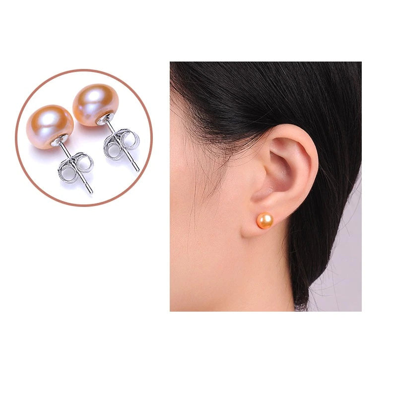 Natural Freshwater Pearl Stud 925 Sterling Silver Earring