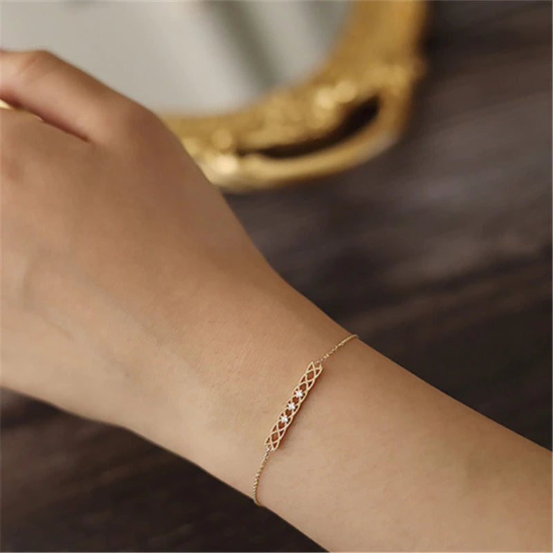 14K Plated Gold Light Luxury Retro Hollow Bracelet