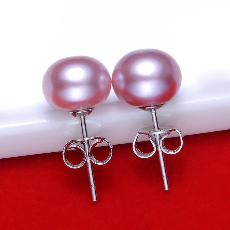 Natural Freshwater Pearl Stud 925 Sterling Silver Earring