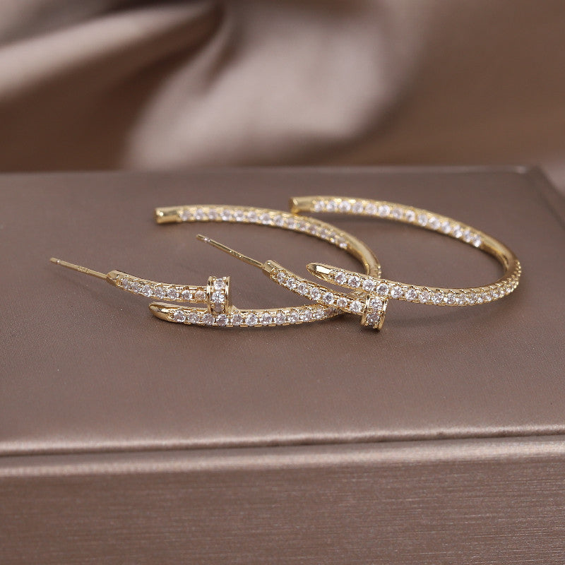 14K Gold Plating Round Zircon Earring