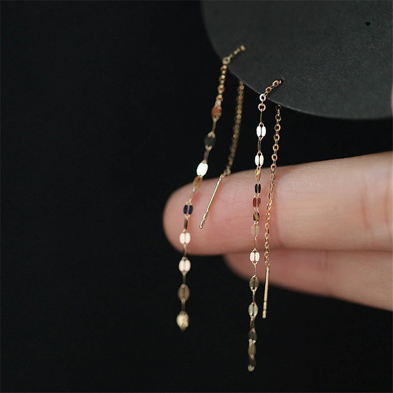 Lip O Word Chain Tassel Earring Women 14k Gold Plating