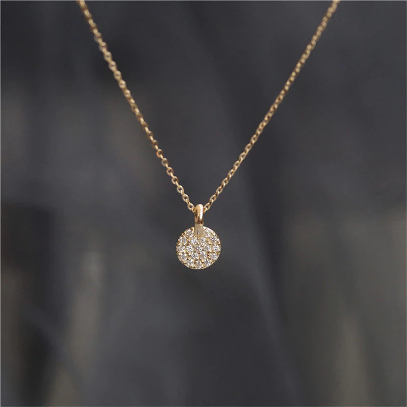 Classic French Simple Pavé Crystal Pendant 14k gold plated