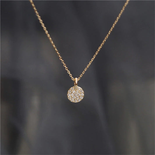 Classic French Simple Pavé Crystal Pendant 14k gold plated