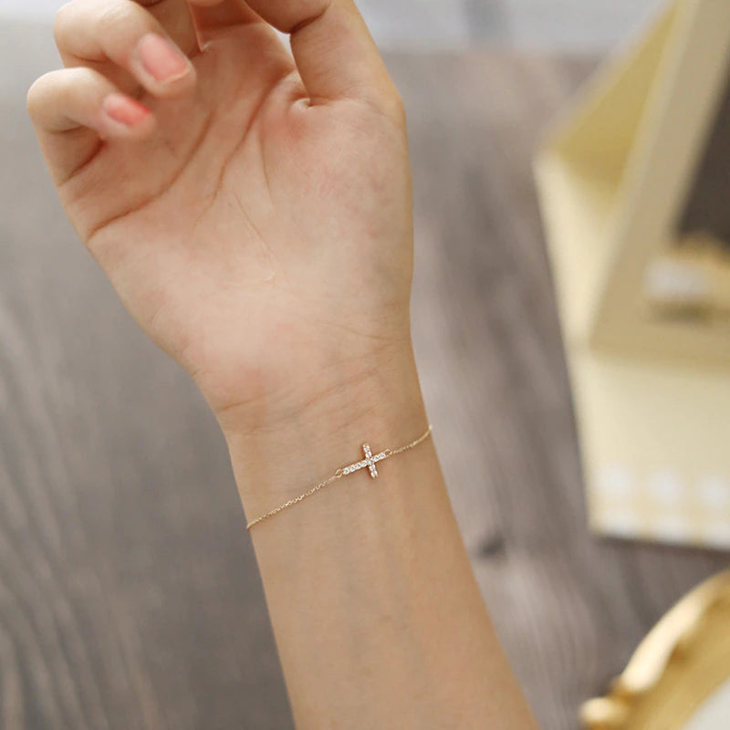 Timeless Classic Inlaid Zircon Cross 14K Gold Plated Gold