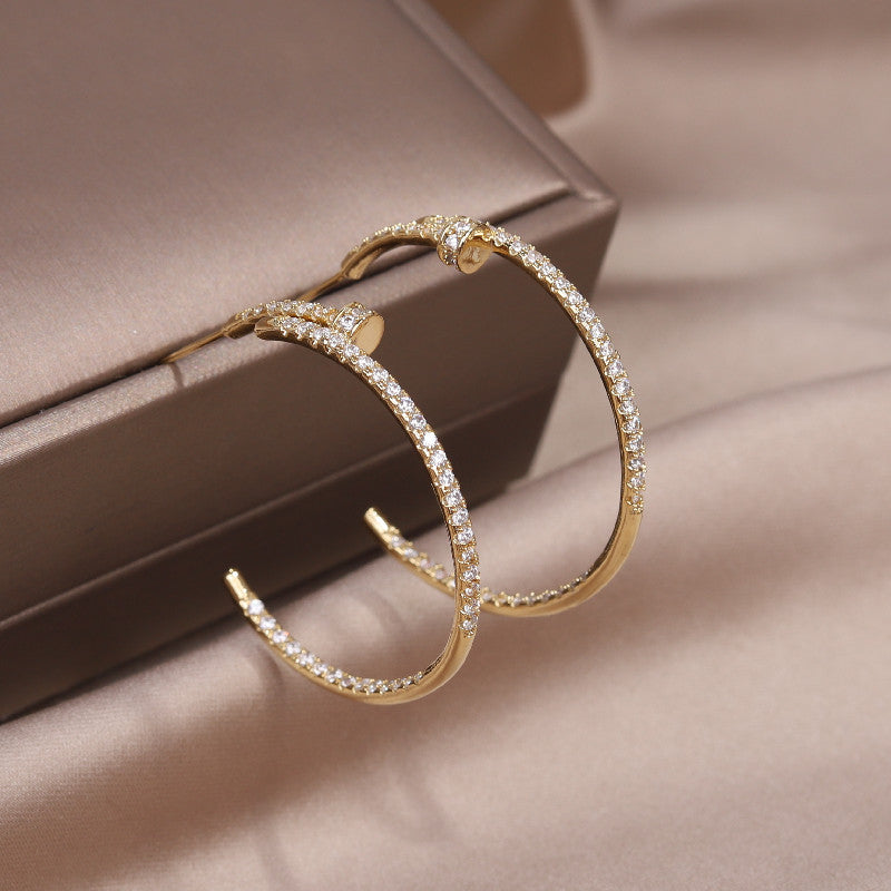 14K Gold Plating Round Zircon Earring