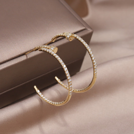14K Gold Plating Round Zircon Earring