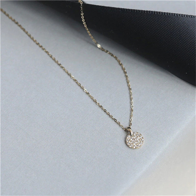Classic French Simple Pavé Crystal Pendant 14k gold plated