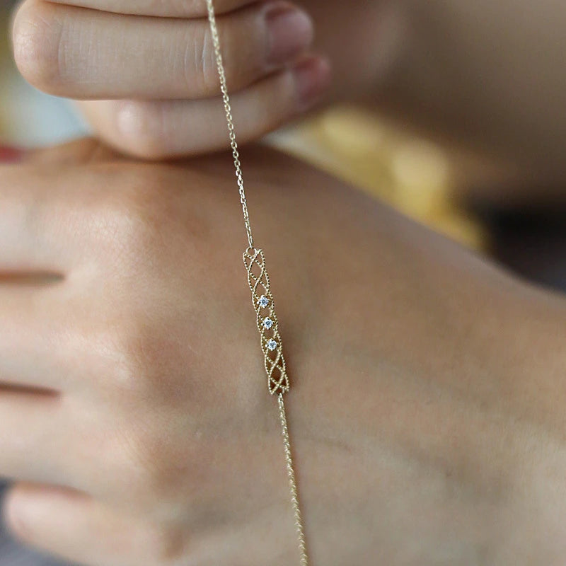 14K Plated Gold Light Luxury Retro Hollow Bracelet