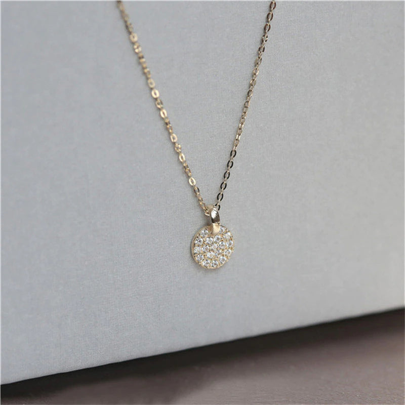 Classic French Simple Pavé Crystal Pendant 14k gold plated