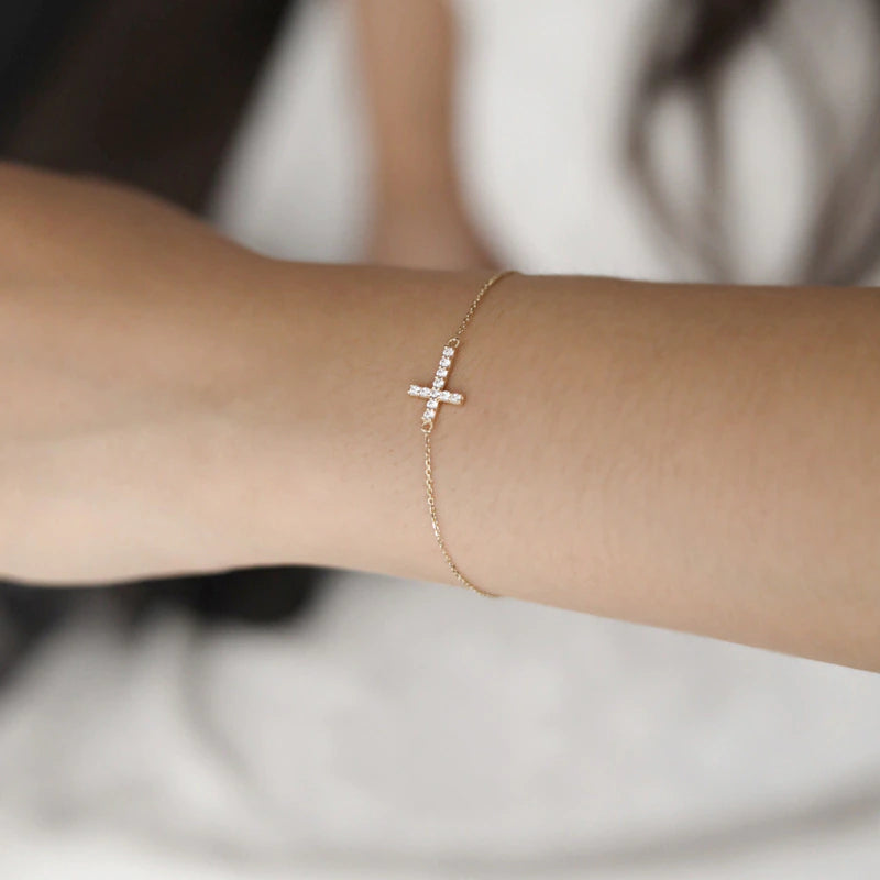 Timeless Classic Inlaid Zircon Cross 14K Gold Plated Gold