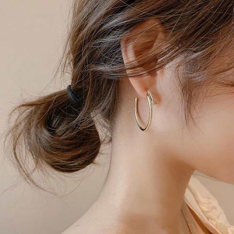 14K Gold Plating Round Zircon Earring