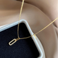 14k Gold Plated Oval Pave Pendant Necklace