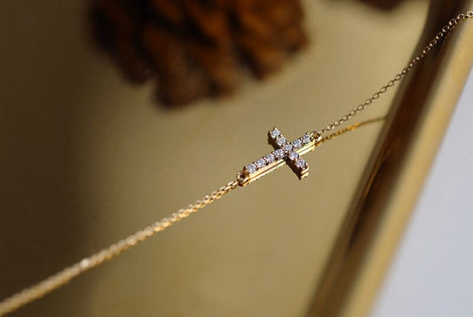 Timeless Classic Inlaid Zircon Cross 14K Gold Plated Gold